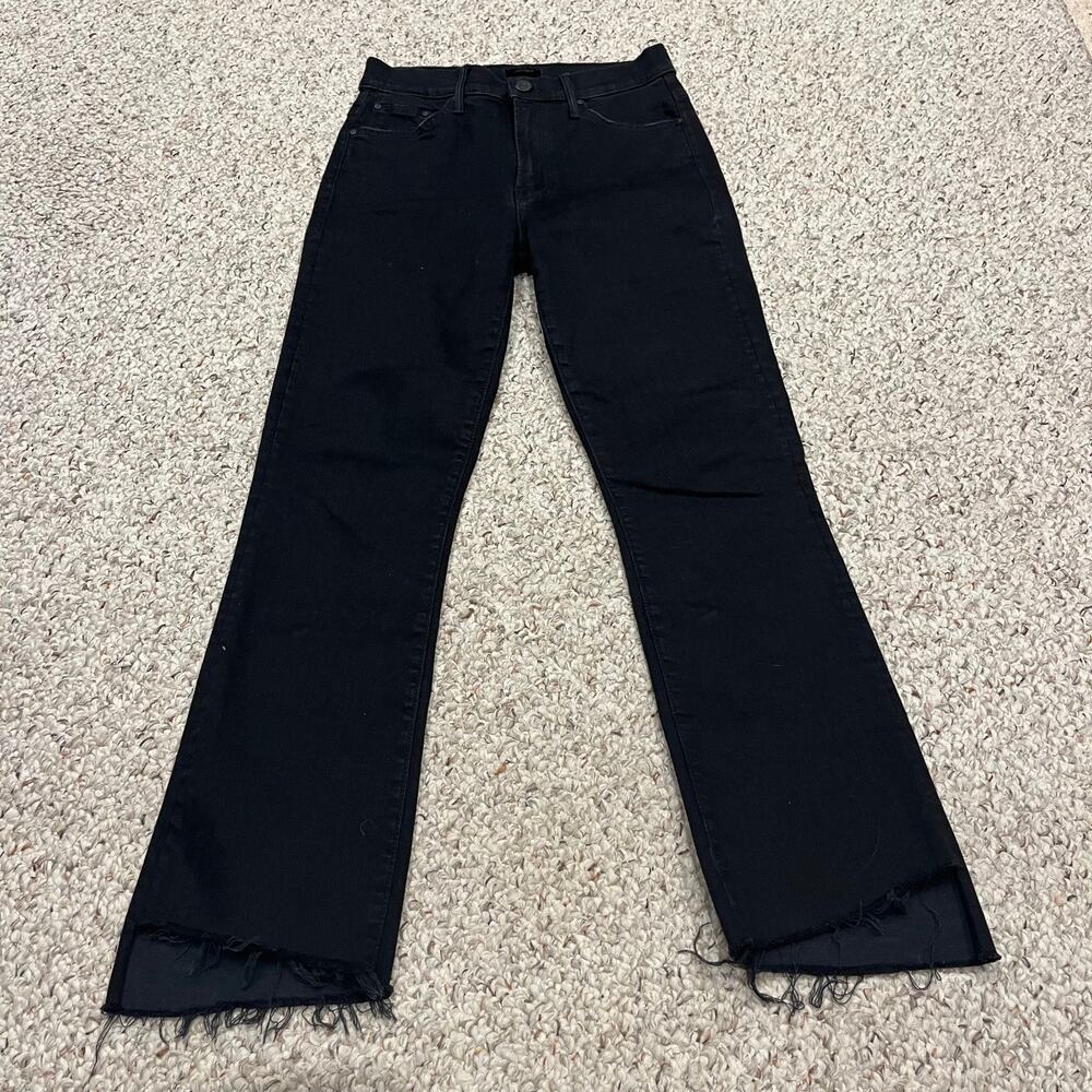 Mother The Insider Crop Step Fray Sz 26 Not Guilty Black Grunge Denim Stretch